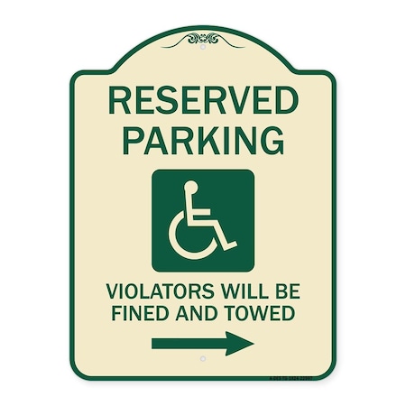 Signmission Reserved Parking Violators Will Fined and Towed Heavy-Gauge Aluminum Sign, 24" x 18", TG-1824-22997 A-DES-TG-1824-22997